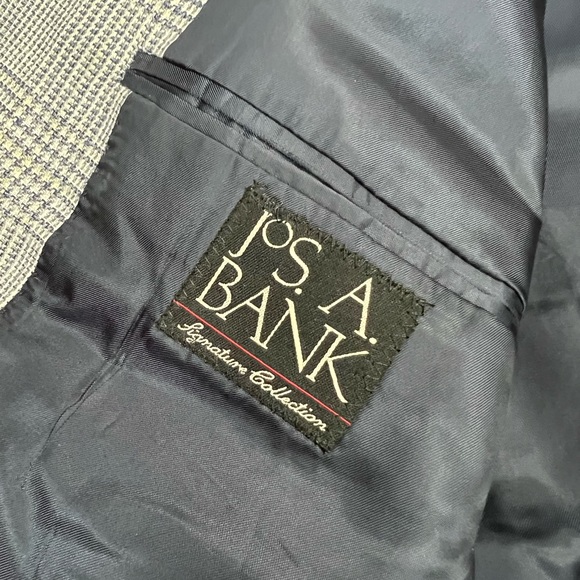 Jos A Bank Signature Grey, White & Yellow Plaid Silk Blazer 43R - Picture 6 of 6